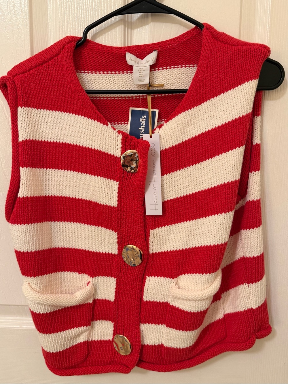 House of Harlow 1960 red and White Striped Knit Vest